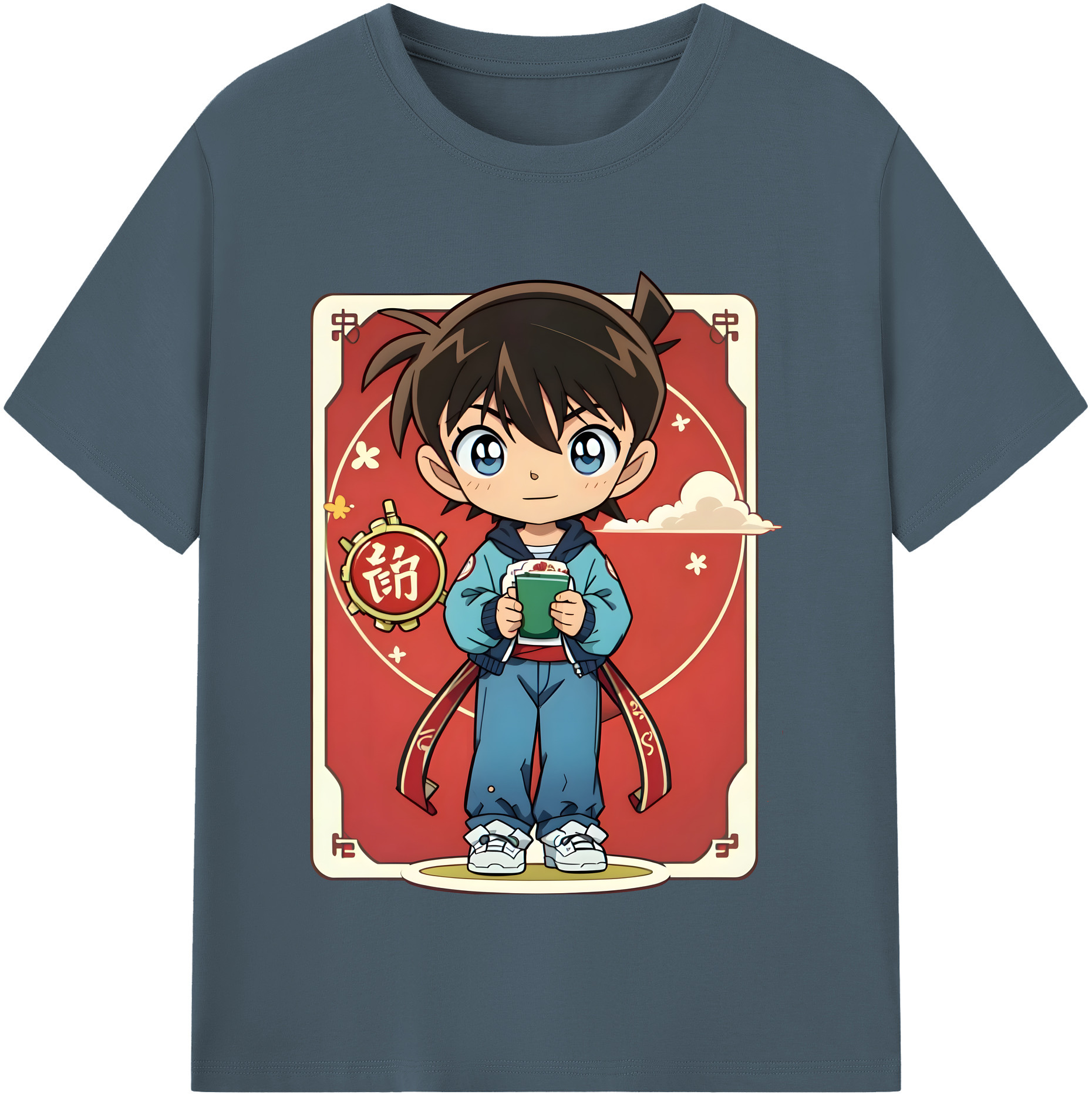 （画像用） 名探偵コナン 江戸川 コナン Detective Conan Conan Edogawa 綿100％半袖Tシャツ（フロントプリント）